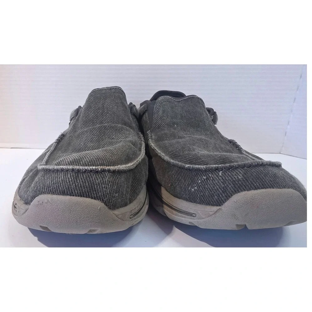 Skechers Relaxed Fit Charcoal Canvas Slip On Shoe Air Cooled Memory Foam SZ 12
